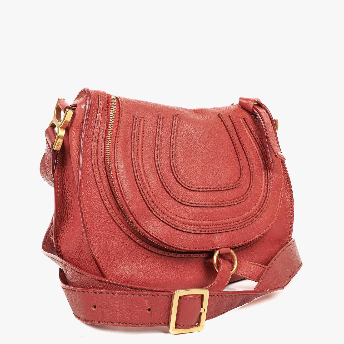 Chloé Marcie Medium Umhängetasche aus Maple Leaf Leder mit rundem Reißverschluss