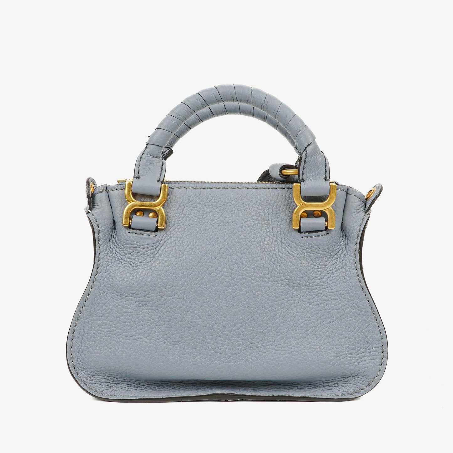 Chloé Marcie Mini Tasche aus genarbtem Leder in Ash Blue