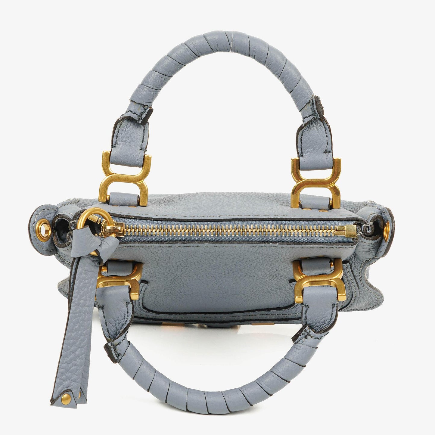 Chloé Marcie Mini Tasche aus genarbtem Leder in Ash Blue