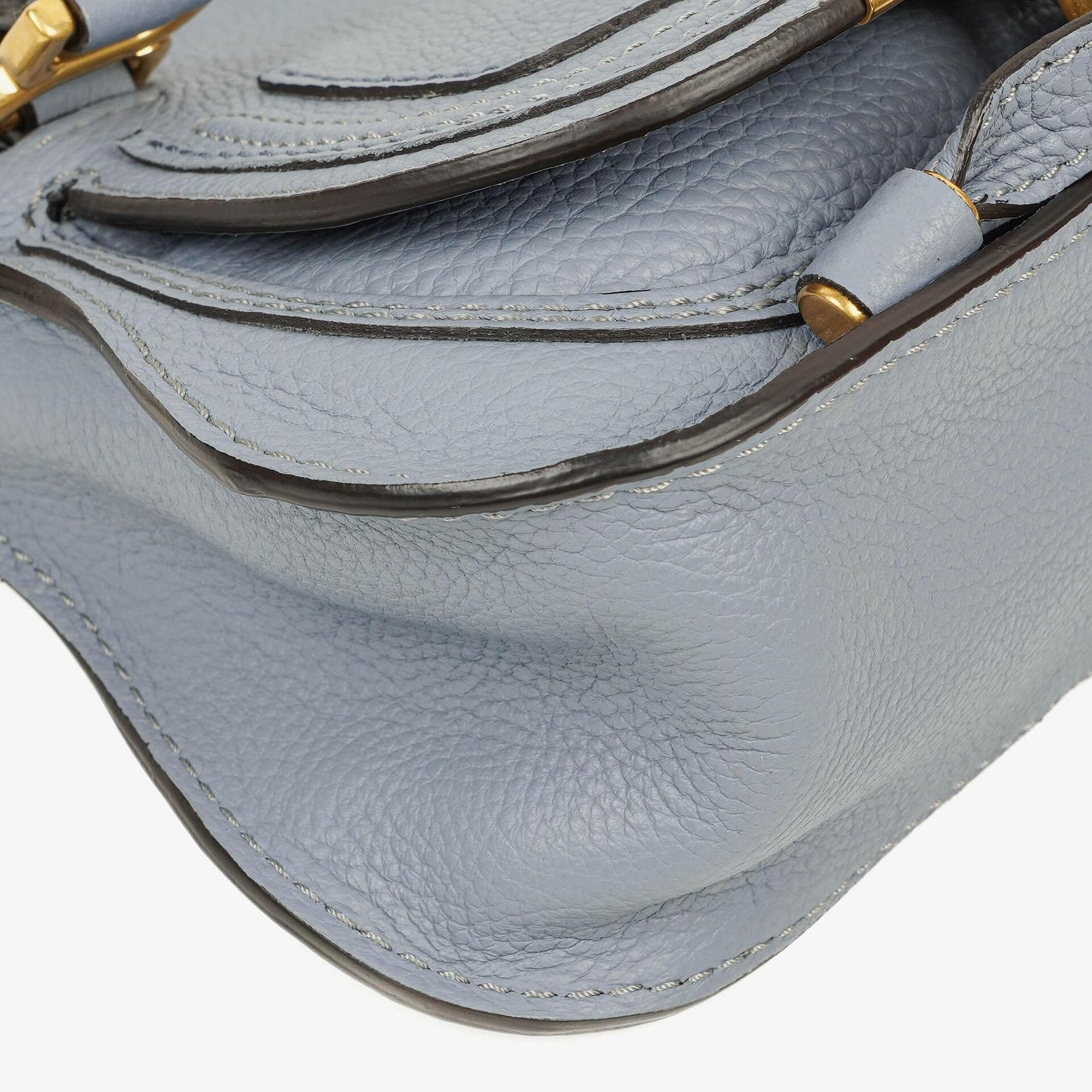 Chloé Marcie Mini Tasche aus genarbtem Leder in Ash Blue