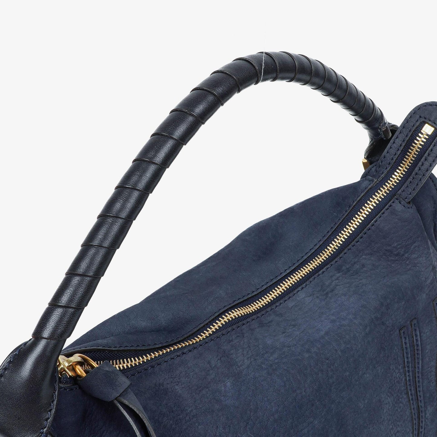 Chloe Marcie Schultertasche aus navyfarbenem Nubuk