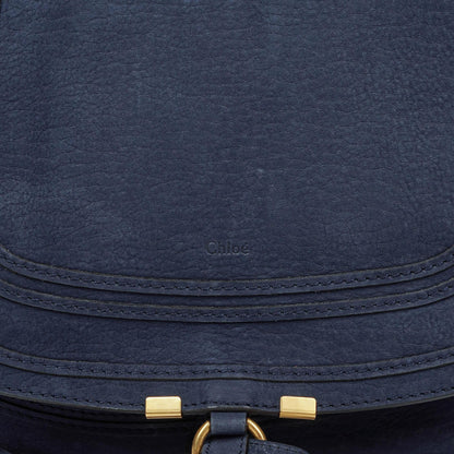 Chloe Marcie Schultertasche aus navyfarbenem Nubuk