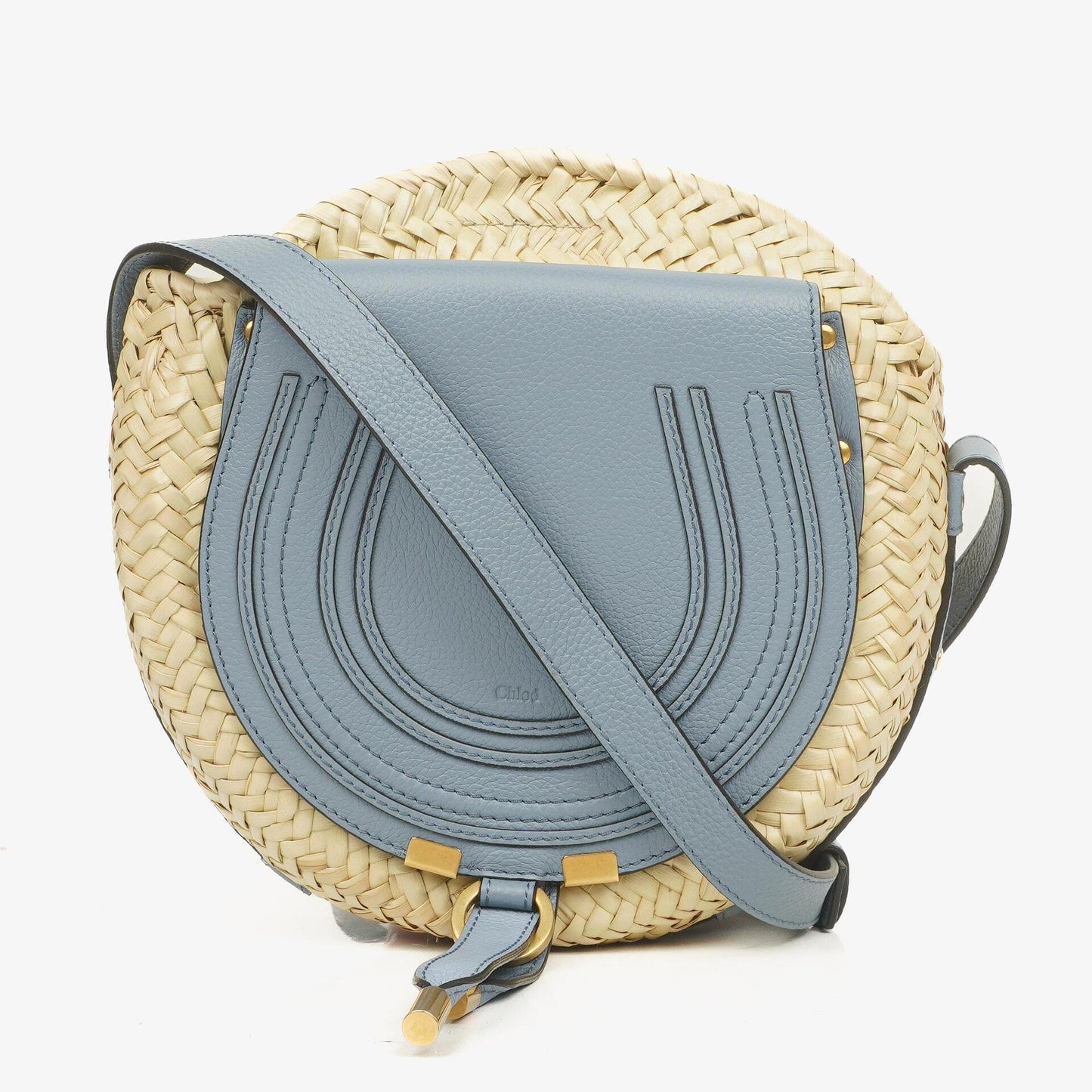 Chloé Marcie Korb-Crossbody-Tasche aus Raffia und Leder