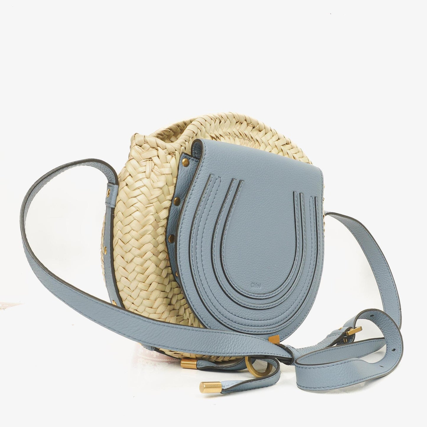 Chloé Marcie Korb-Crossbody-Tasche aus Raffia und Leder