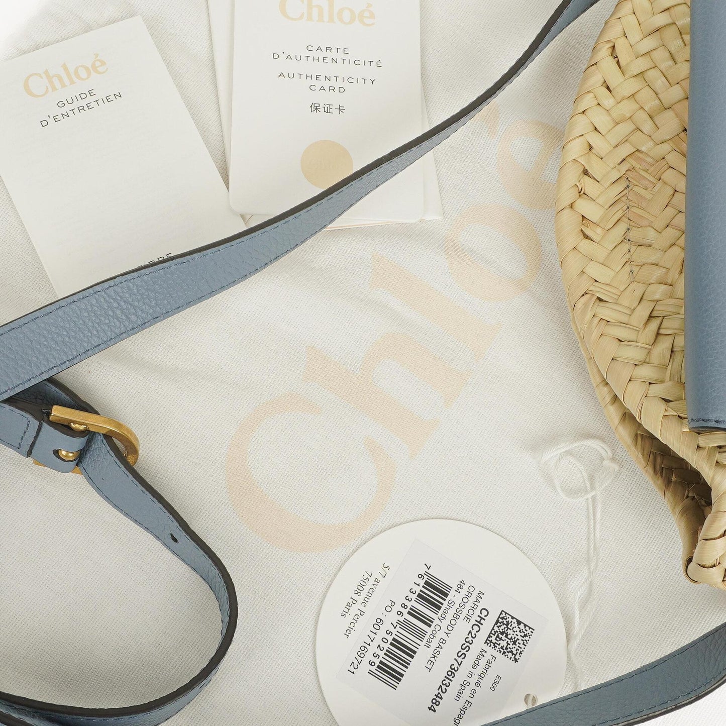 Chloé Marcie Korb-Crossbody-Tasche aus Raffia und Leder