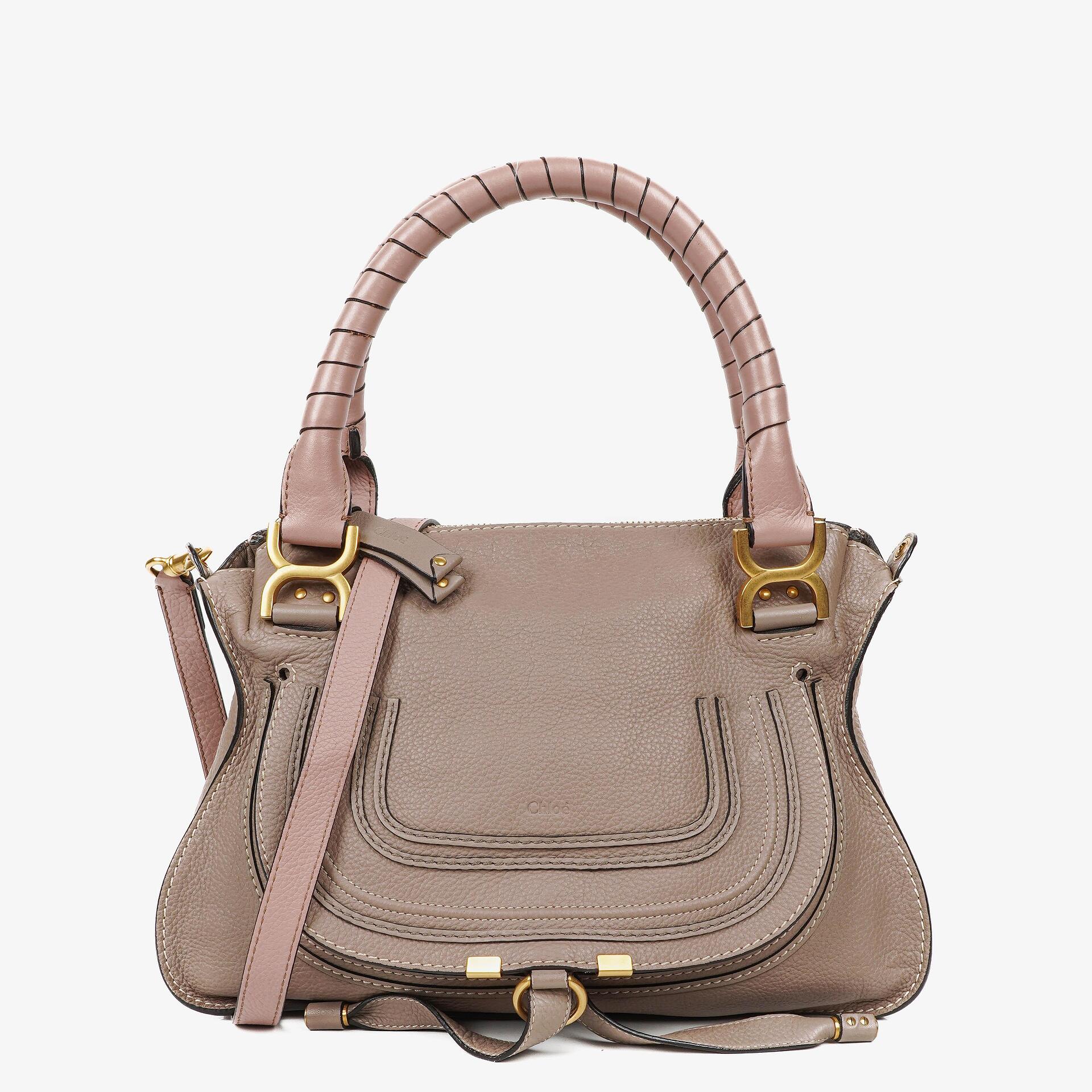 Chloé Marcie Schultertasche aus Leder in Rhino/Dunkel Odalisque Pink