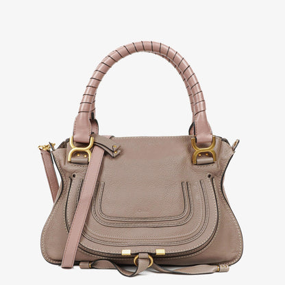 Chloé Marcie Schultertasche aus Leder in Rhino/Dunkel Odalisque Pink