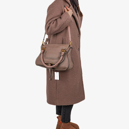 Chloé Marcie Schultertasche aus Leder in Rhino/Dunkel Odalisque Pink