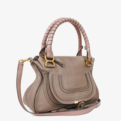 Chloé Marcie Schultertasche aus Leder in Rhino/Dunkel Odalisque Pink