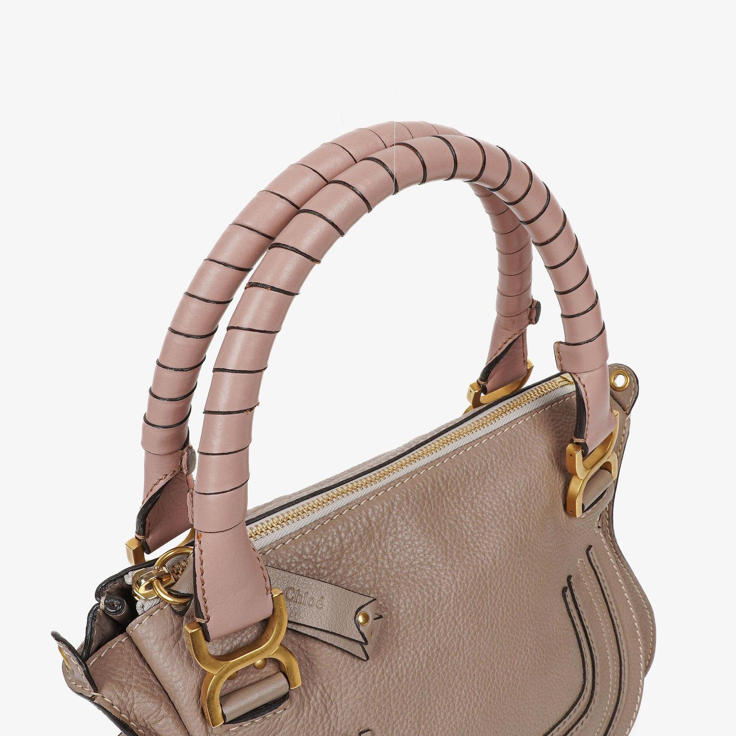 Chloé Marcie Schultertasche aus Leder in Rhino/Dunkel Odalisque Pink