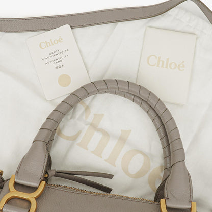 Chloe Marcie Small Tasche aus kaschmirgrauem genarbtem Leder