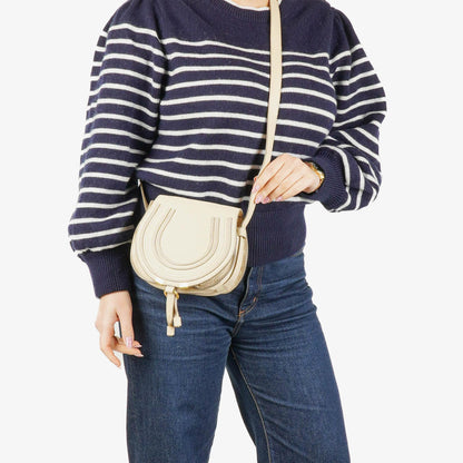 Chloé Marcie Sweet Satteltasche aus beigem Leder zum Umhängen