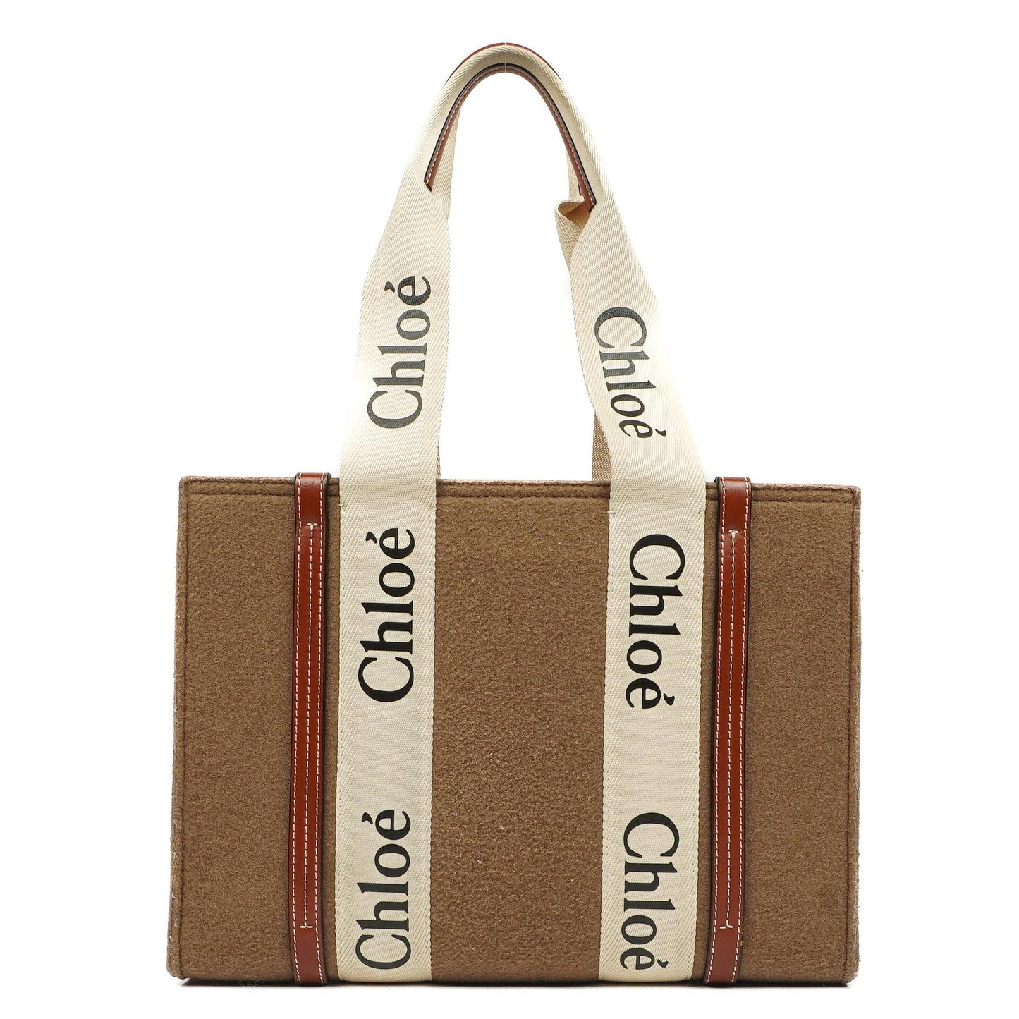 Chloe Mittelgroße Woody Woll Schultertasche Braun