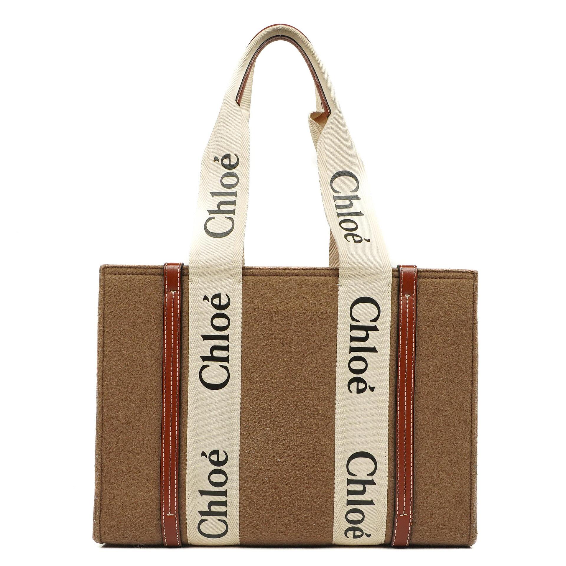 Chloe Mittelgroße Woody Woll Schultertasche Braun