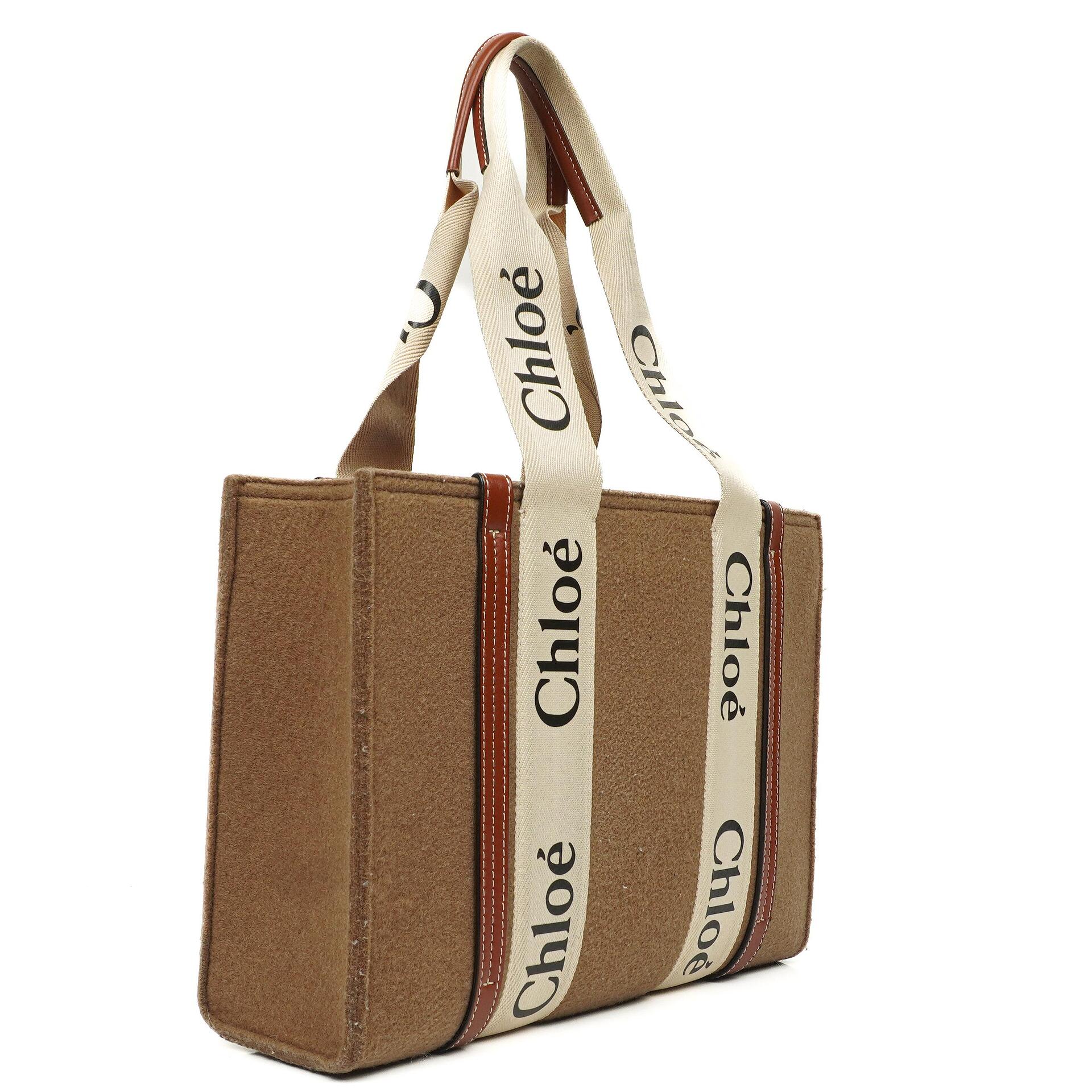 Chloe Mittelgroße Woody Woll Schultertasche Braun