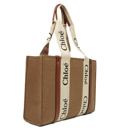 Chloe Mittelgroße Woody Woll Schultertasche Braun