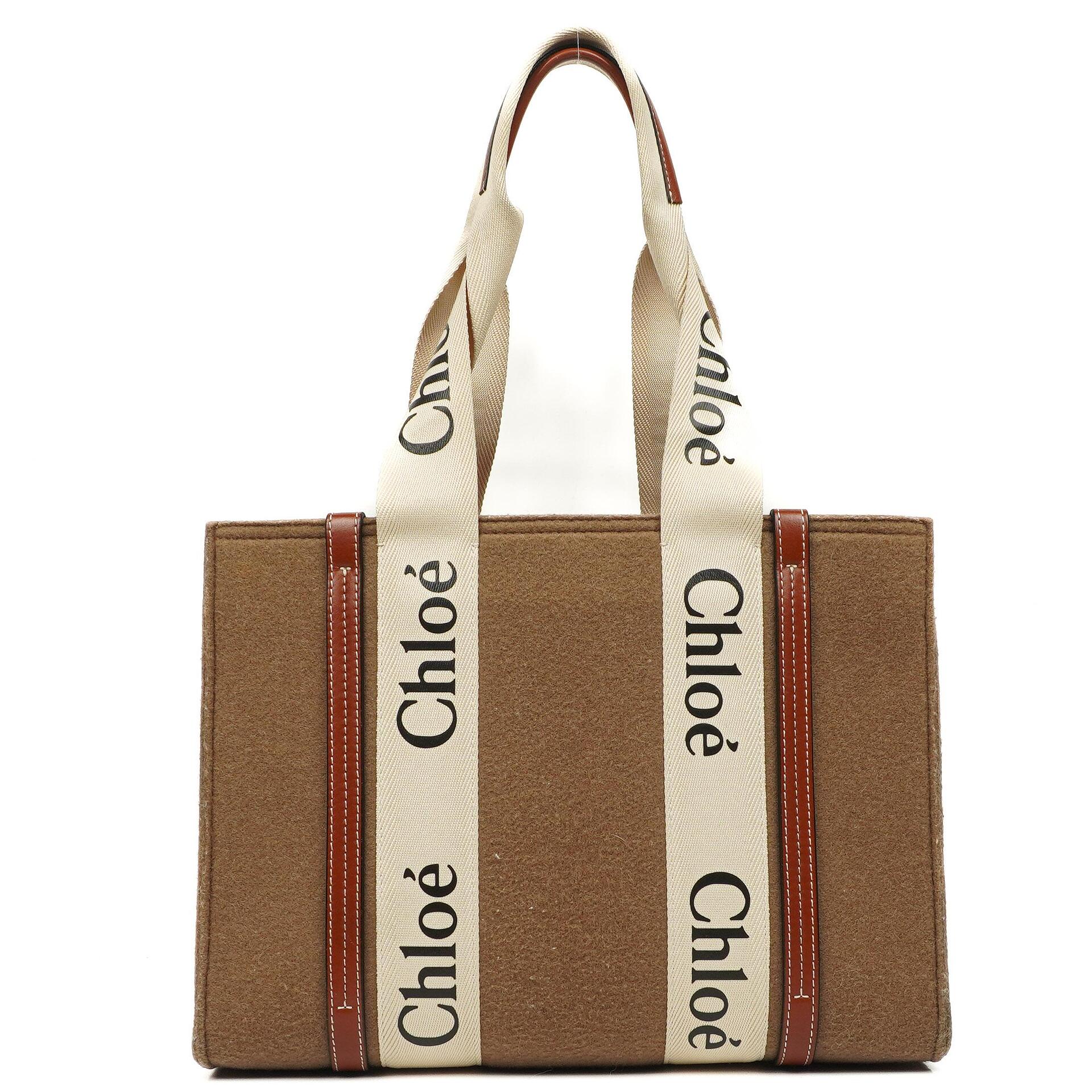 Chloe Mittelgroße Woody Woll Schultertasche Braun