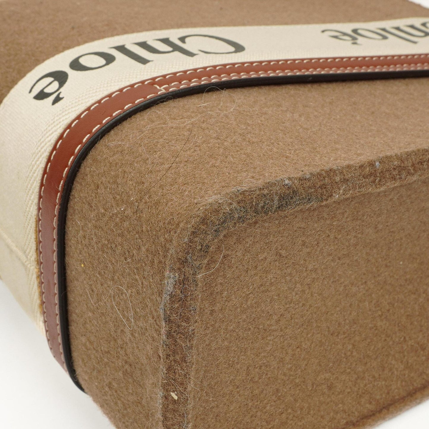Chloe Mittelgroße Woody Woll Schultertasche Braun