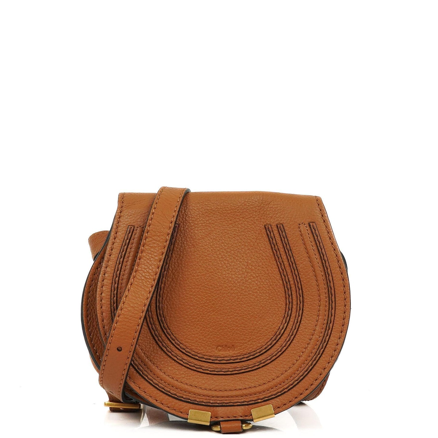 Chloe Mini Marcie Tan Genarbtes Kalbsleder Satteltasche Umhängetasche
