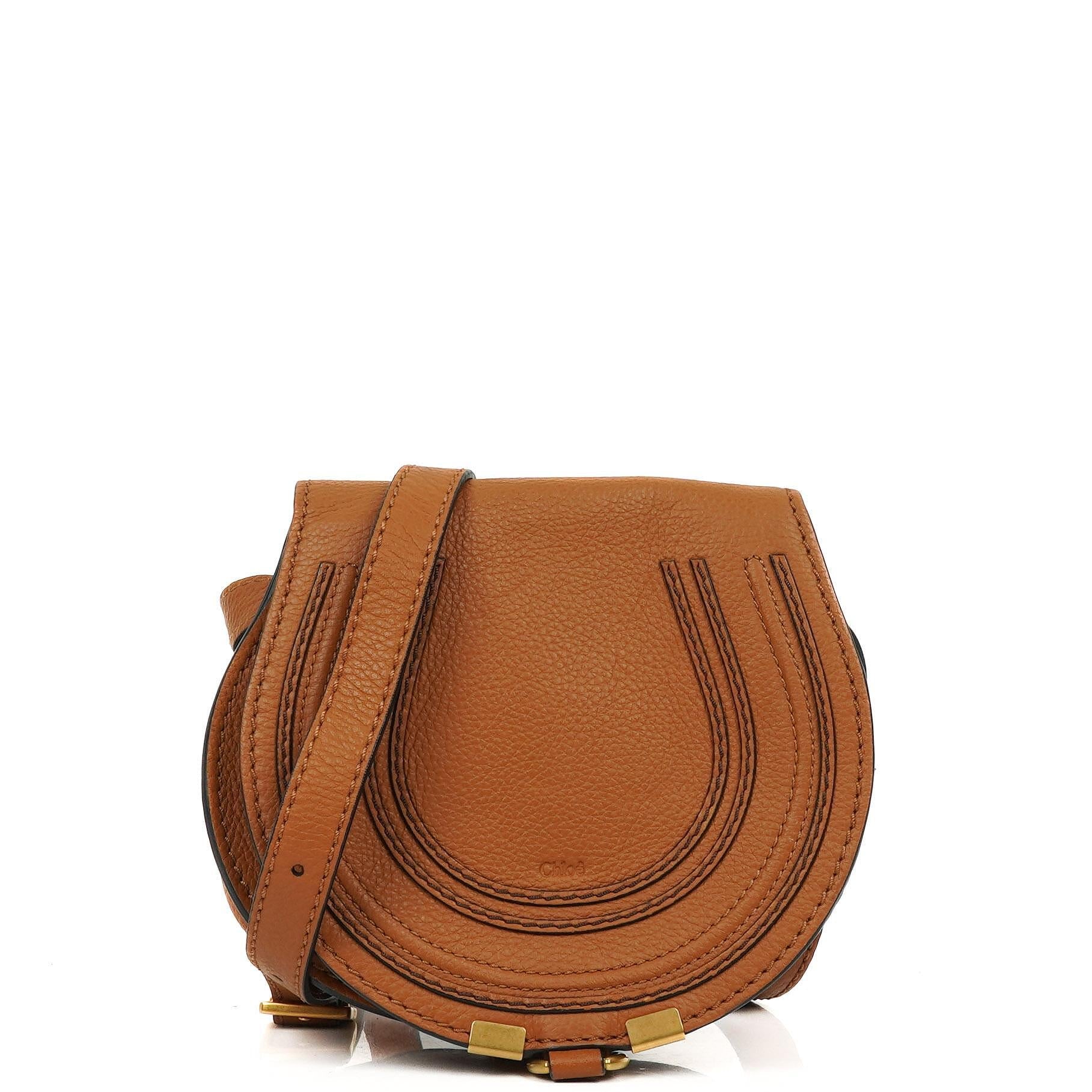 Chloe Mini Marcie Tan Genarbtes Kalbsleder Satteltasche Umhängetasche