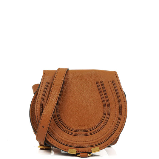 Chloe Mini Marcie Tan Genarbtes Kalbsleder Satteltasche Umhängetasche