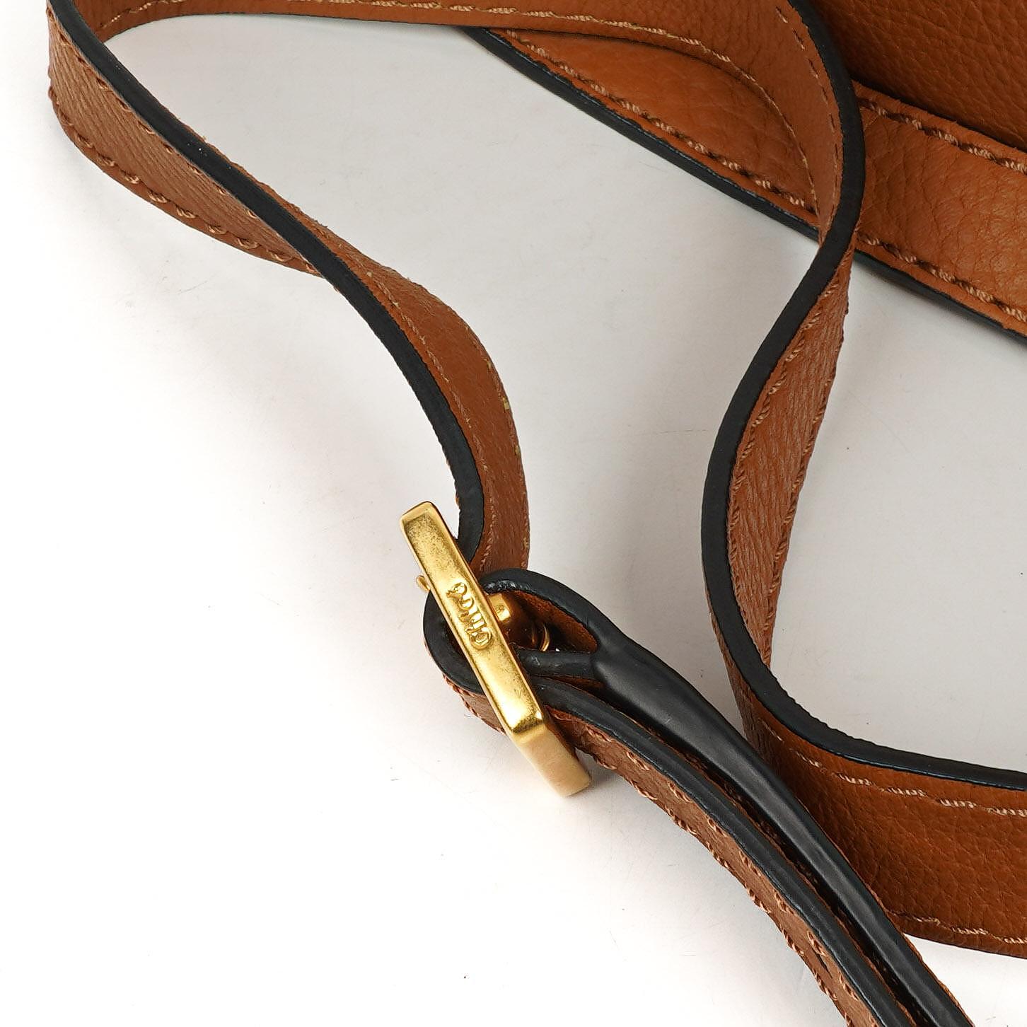 Chloe Mini Marcie Tan Genarbtes Kalbsleder Satteltasche Umhängetasche