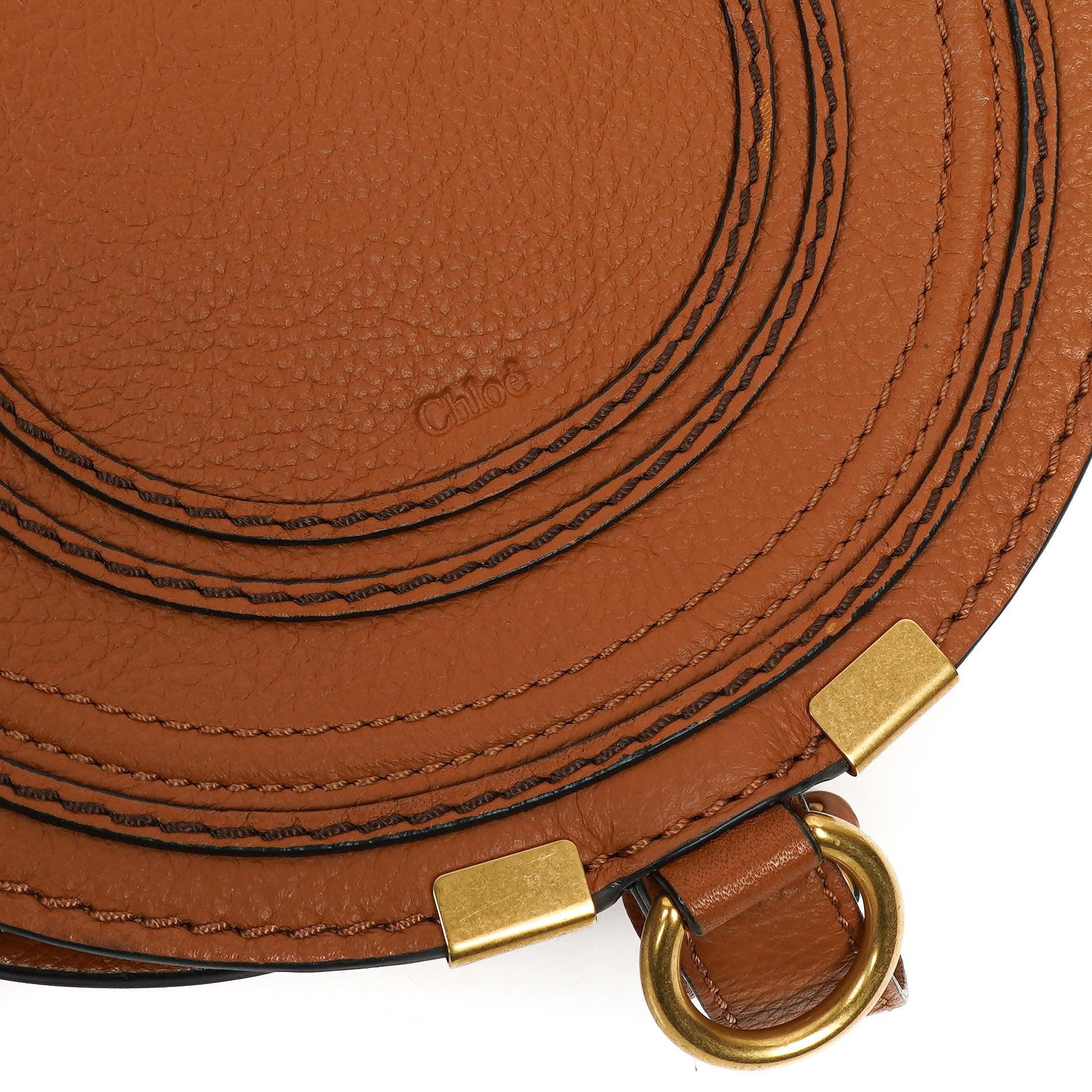 Chloe Mini Marcie Tan Genarbtes Kalbsleder Satteltasche Umhängetasche