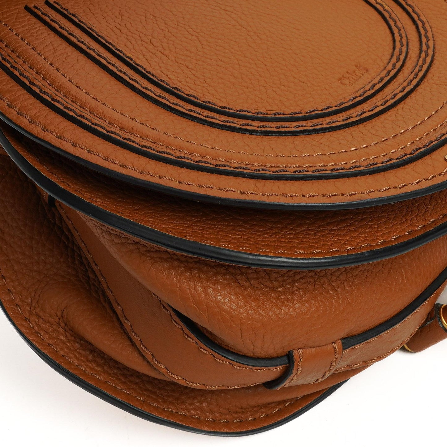 Chloe Mini Marcie Tan Genarbtes Kalbsleder Satteltasche Umhängetasche