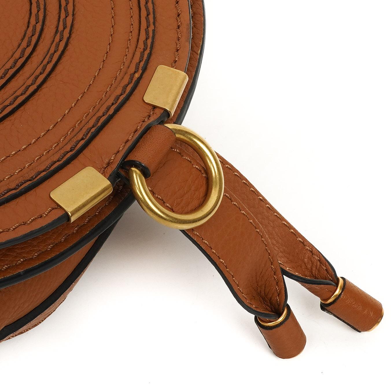 Chloe Mini Marcie Tan Genarbtes Kalbsleder Satteltasche Umhängetasche