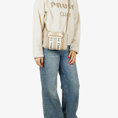 Chloé Mini Woody Tote Bag aus Leinen