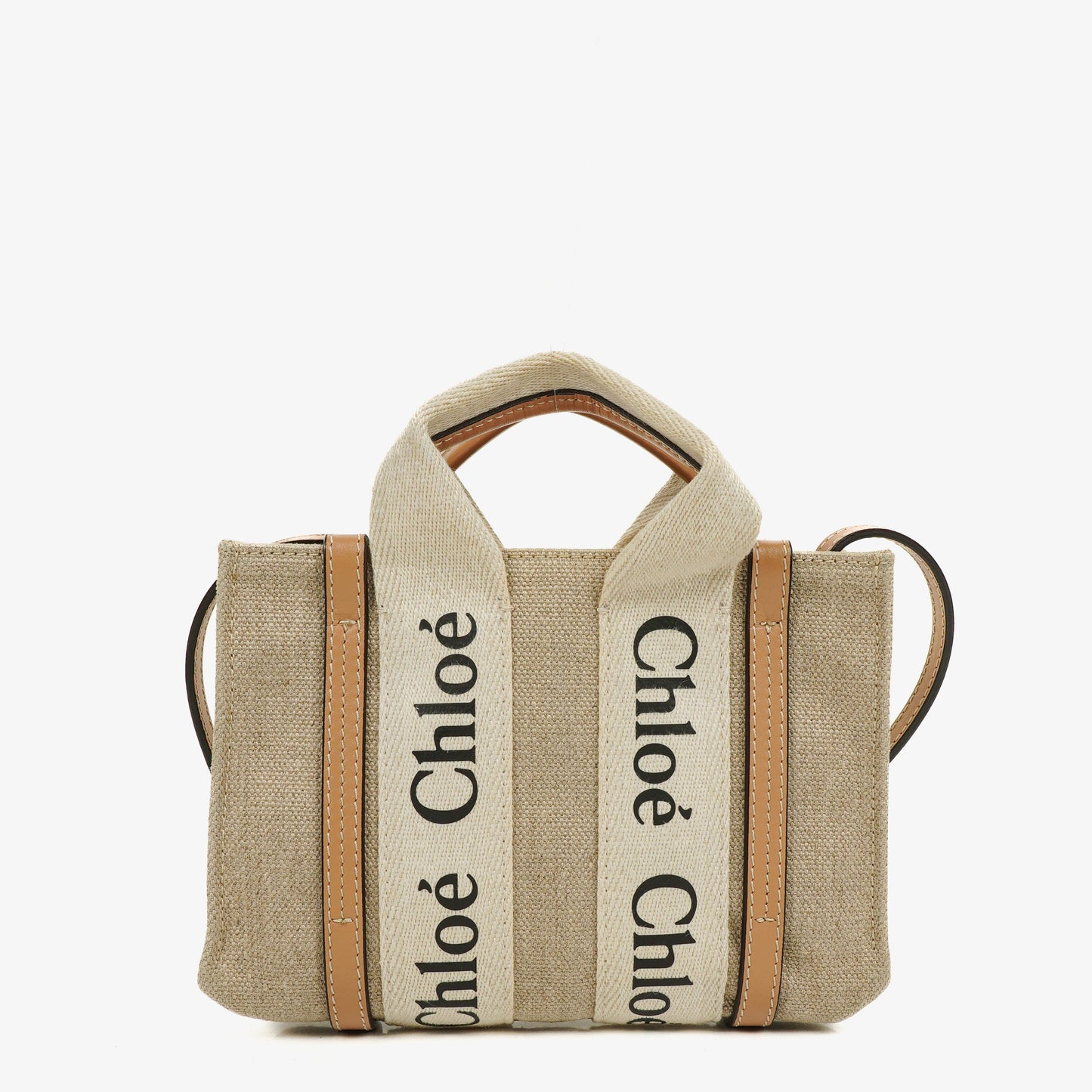 Chloé Mini Woody Tote Bag aus Leinen