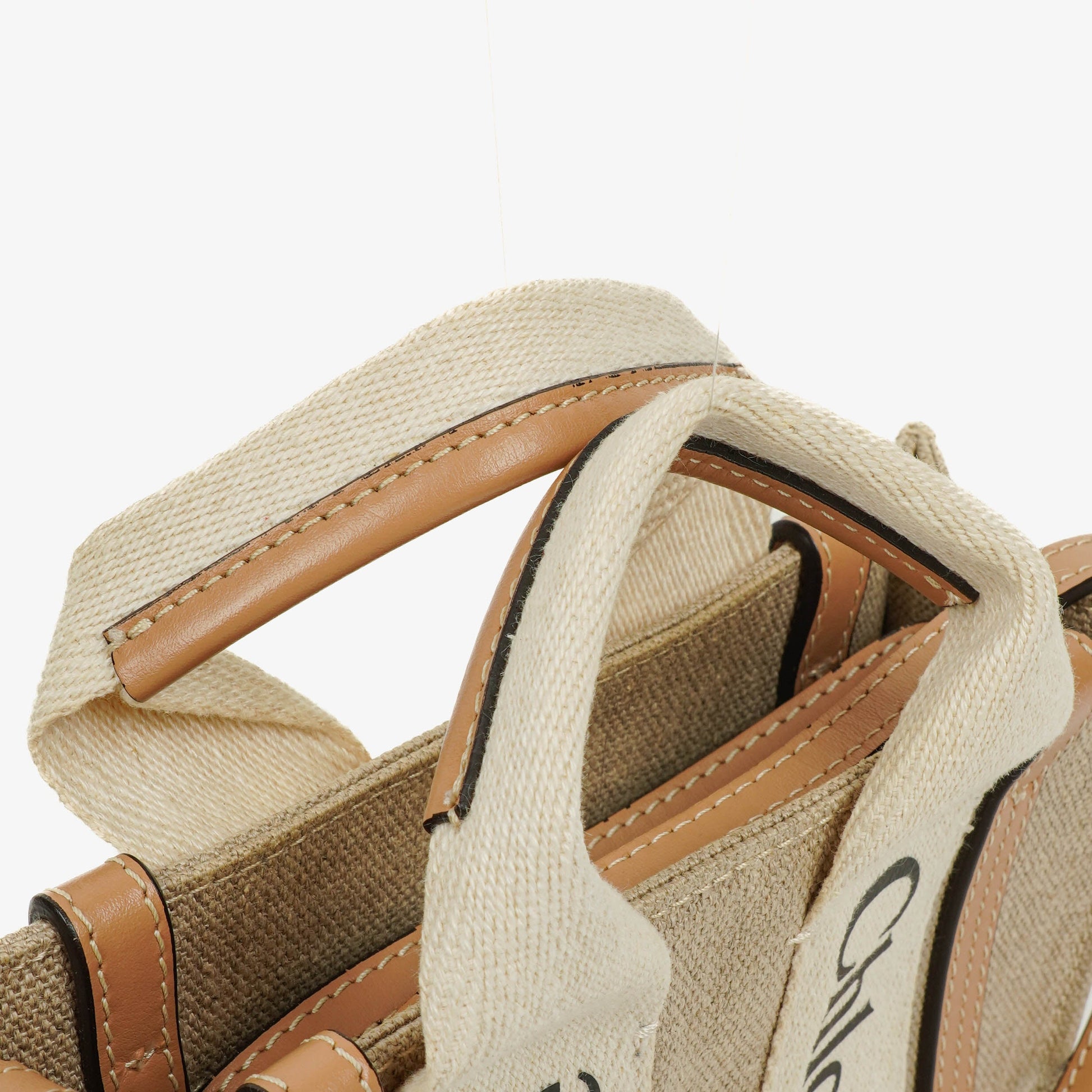 Chloé Mini Woody Tote Bag aus Leinen