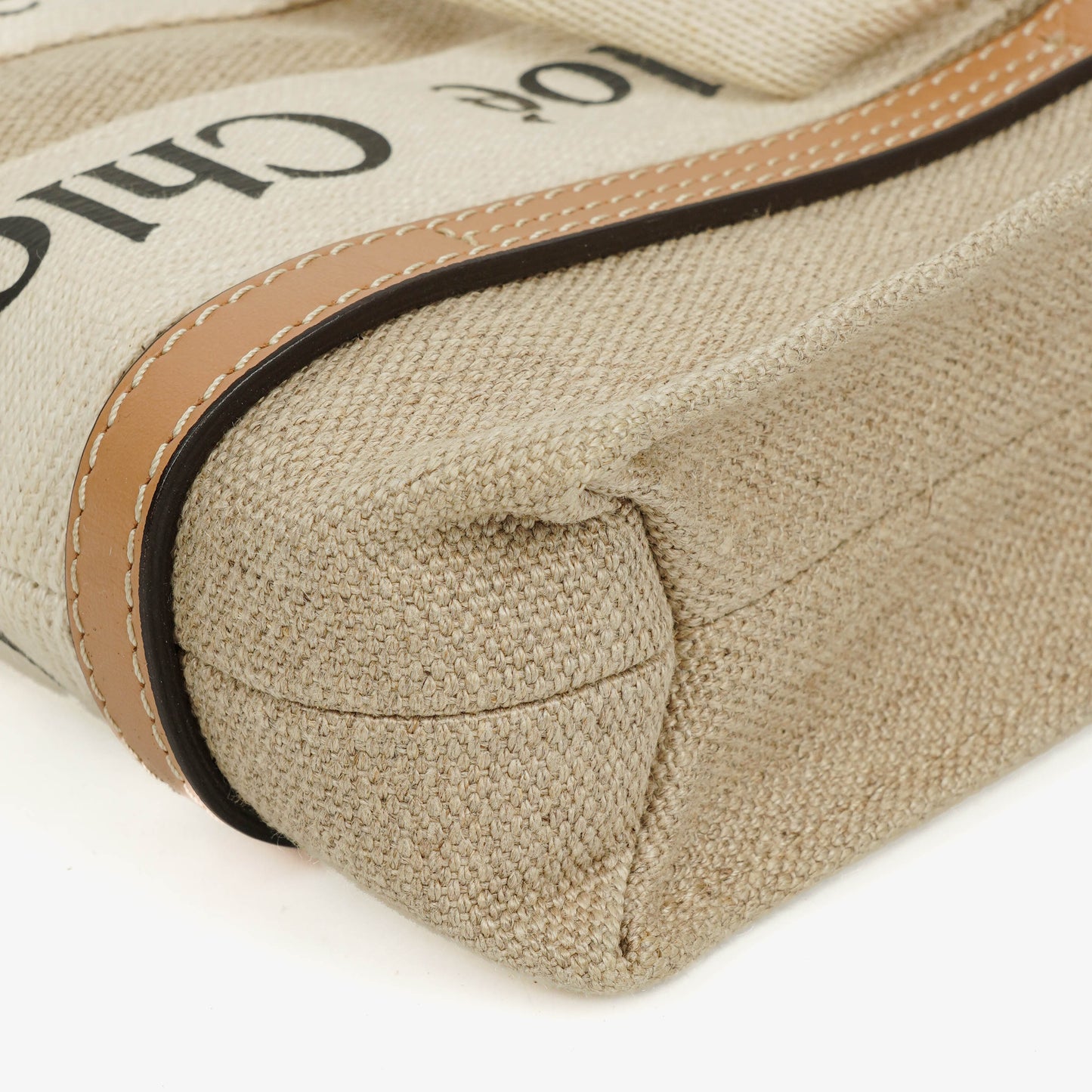 Chloé Mini Woody Tote Bag aus Leinen