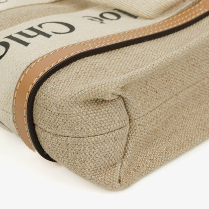 Chloé Mini Woody Tote Bag aus Leinen