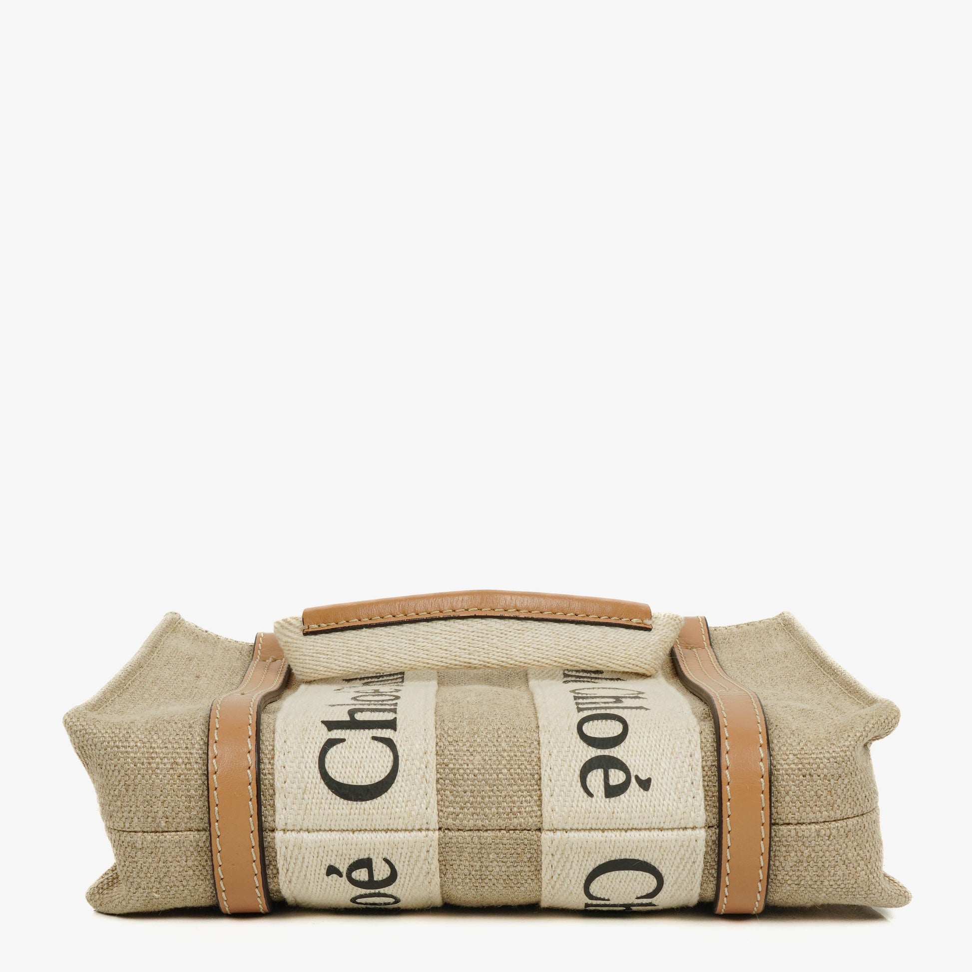 Chloé Mini Woody Tote Bag aus Leinen