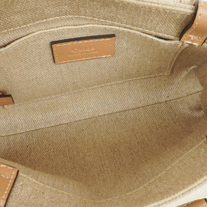 Chloé Mini Woody Tote Bag aus Leinen