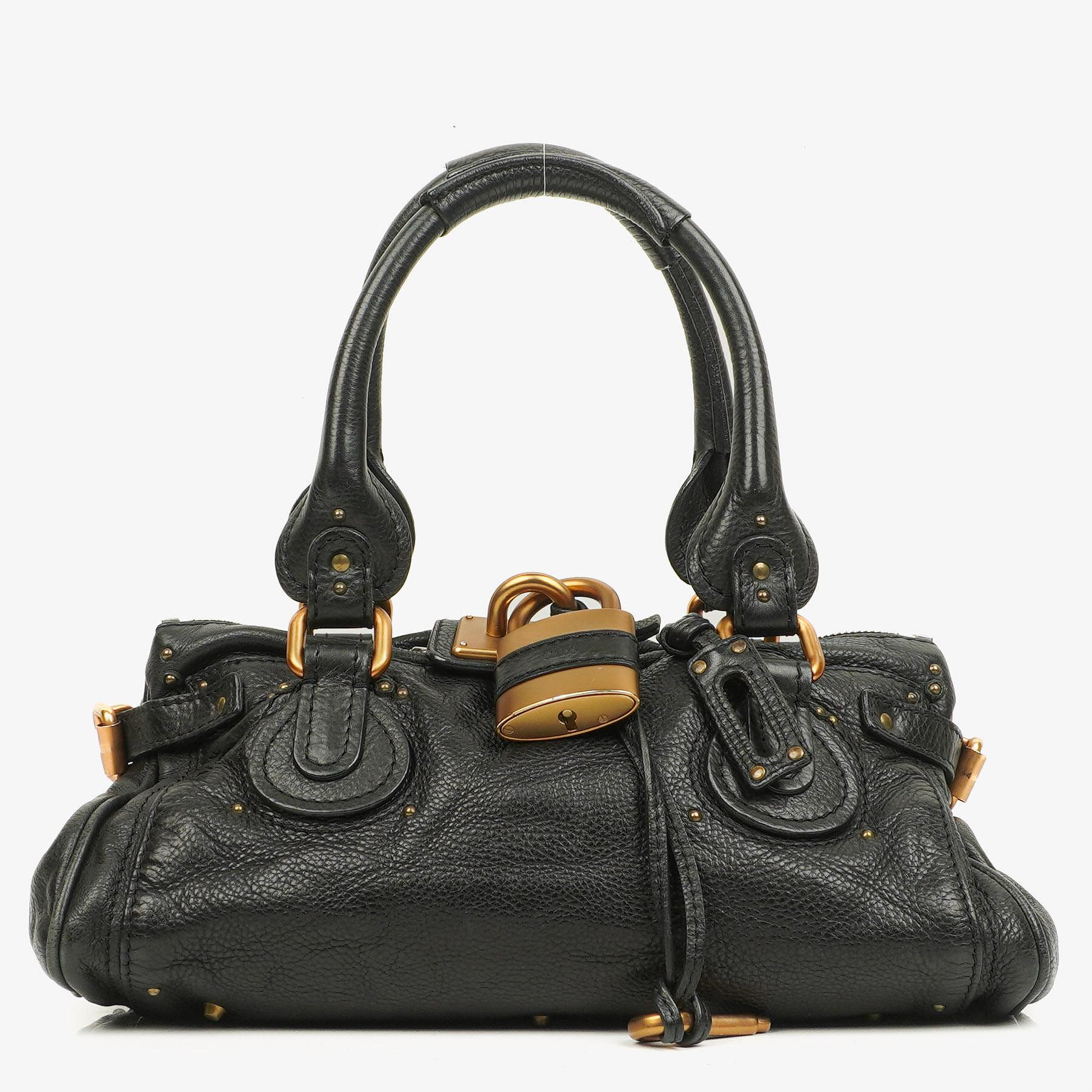 Chloé Paddington Satchel Tasche aus schwarzem Kalbsleder