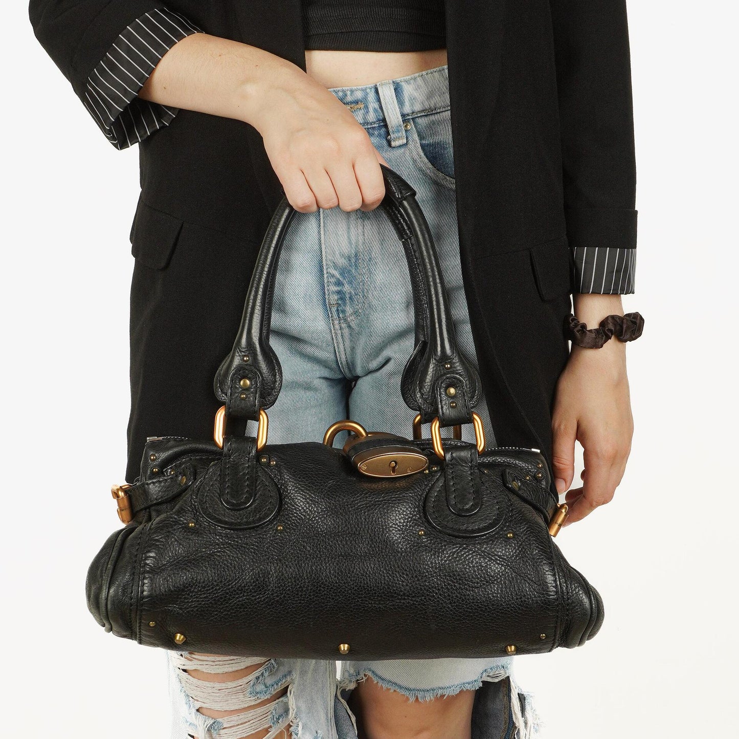 Chloé Paddington Satchel Tasche aus schwarzem Kalbsleder