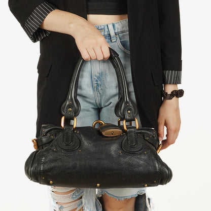 Chloé Paddington Satchel Tasche aus schwarzem Kalbsleder