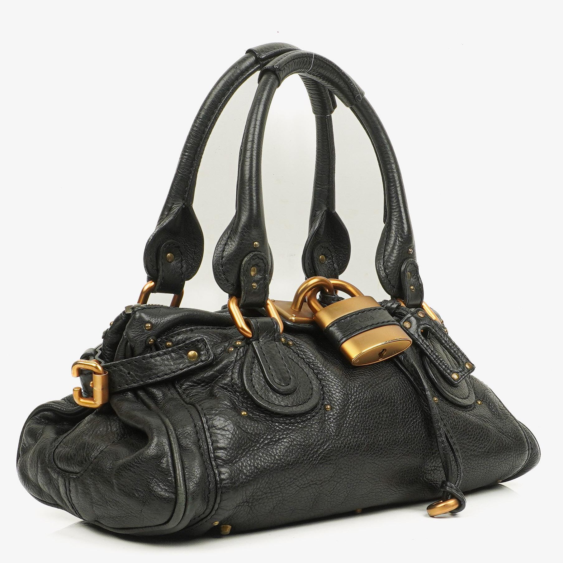 Chloé Paddington Satchel Tasche aus schwarzem Kalbsleder