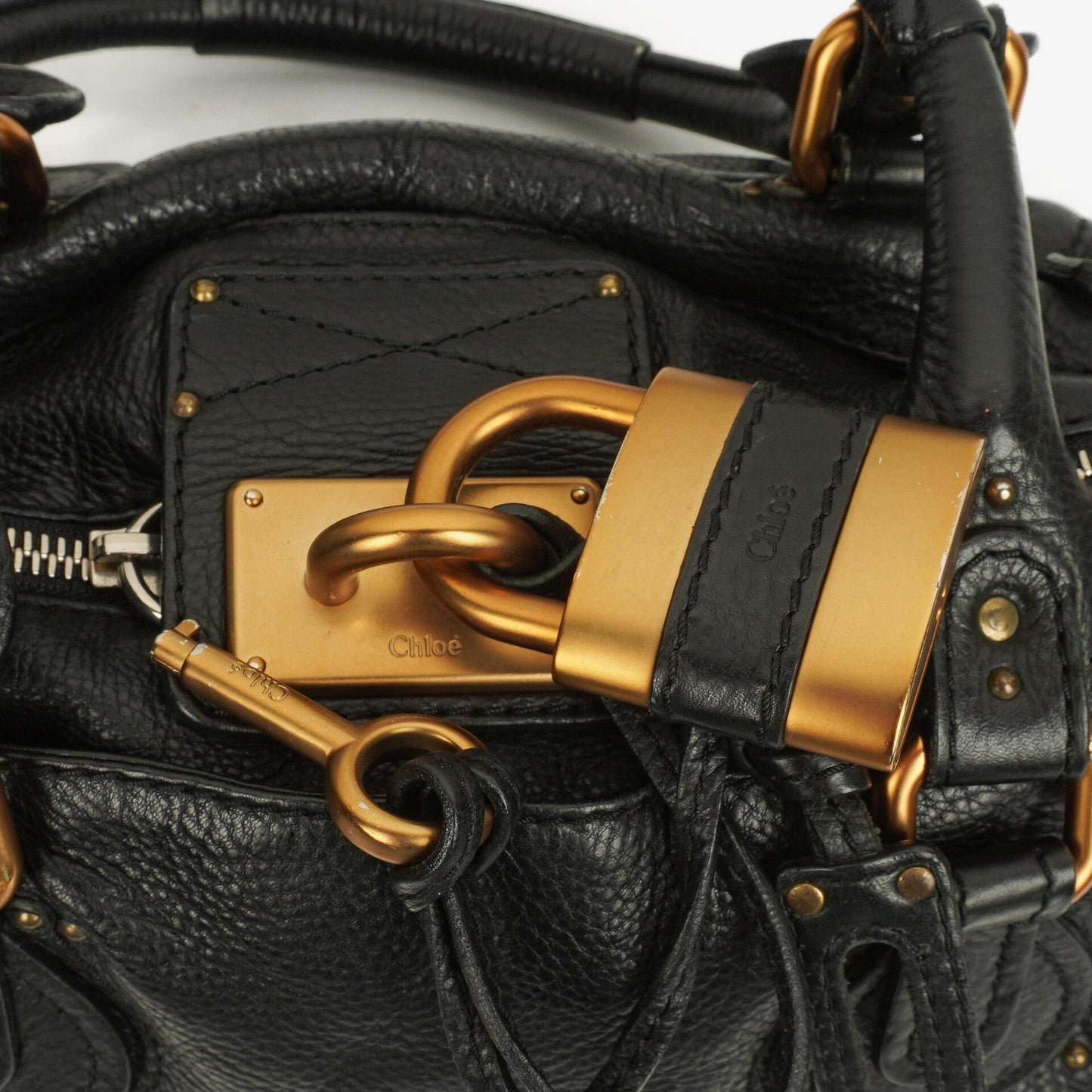 Chloé Paddington Satchel Tasche aus schwarzem Kalbsleder