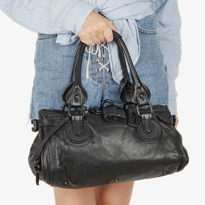 Chloe Paddington Satchel-Tasche aus schwarzem Kalbsleder