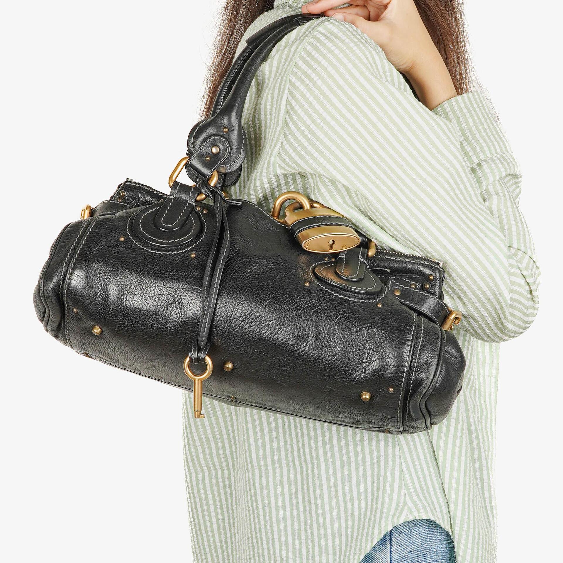 Chloé Paddington Satchel-Tasche aus schwarzem Kalbsleder