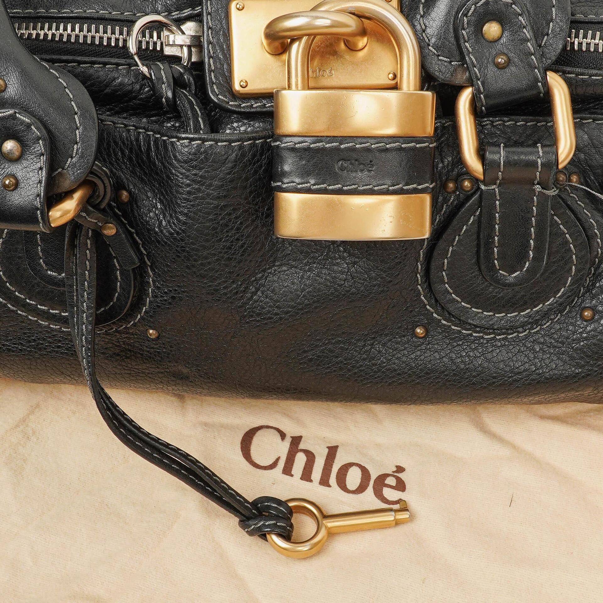Chloé Paddington Satchel-Tasche aus schwarzem Kalbsleder