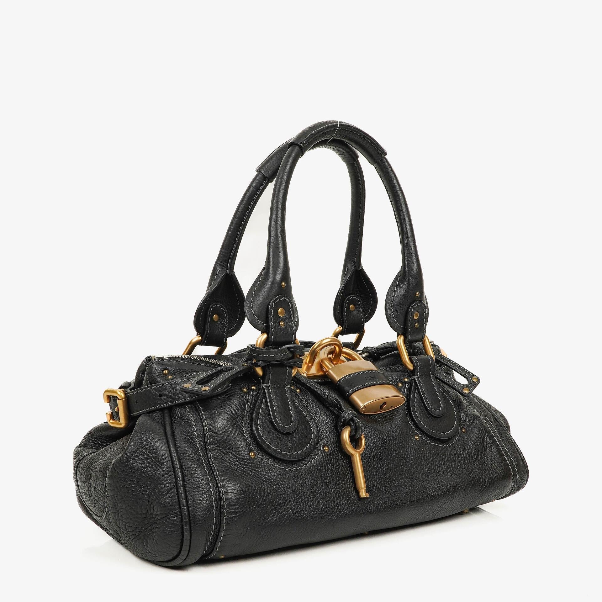 Chloe Paddington Schwarze Kalbsleder Satchel Tasche