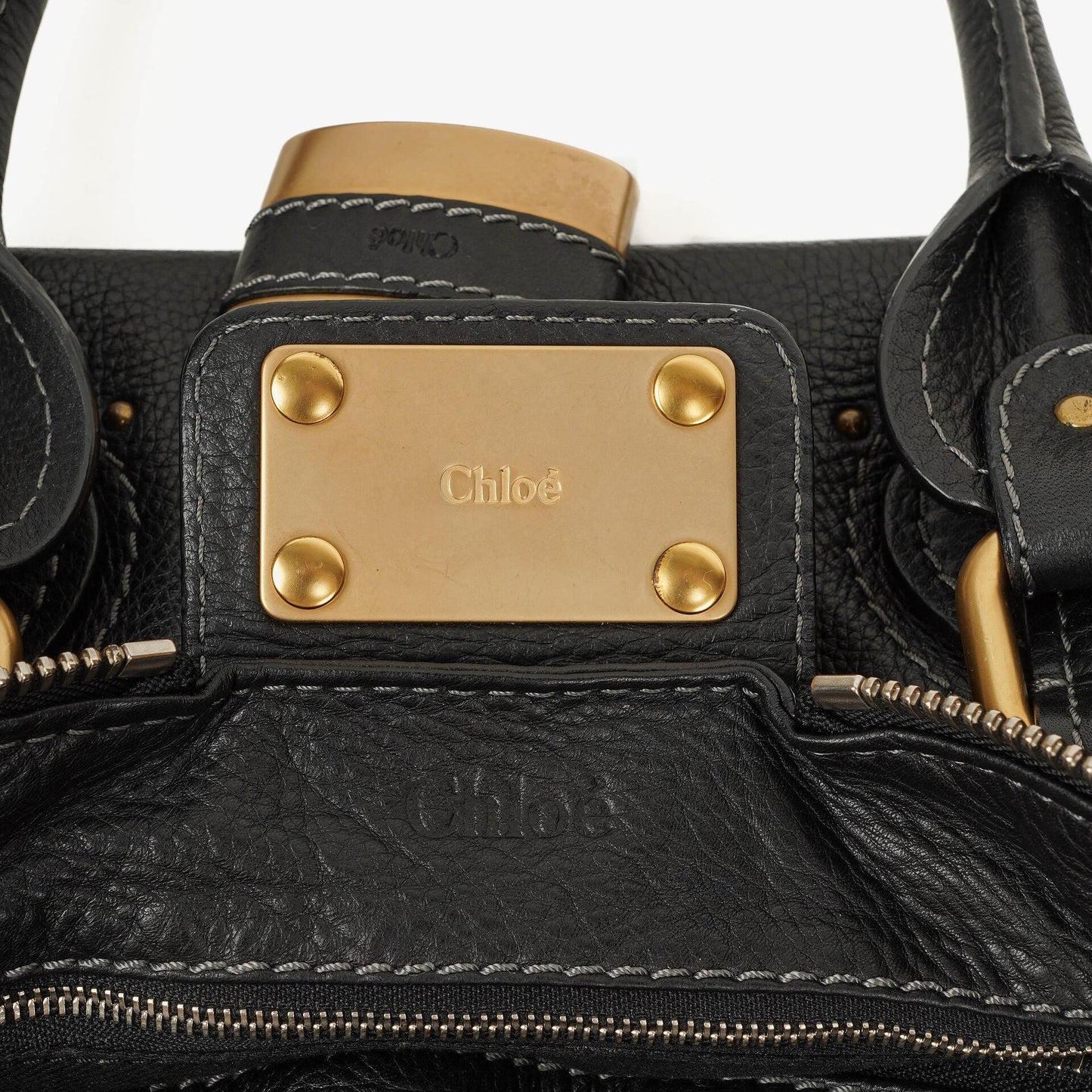 Chloe Paddington Schwarze Kalbsleder Satchel Tasche