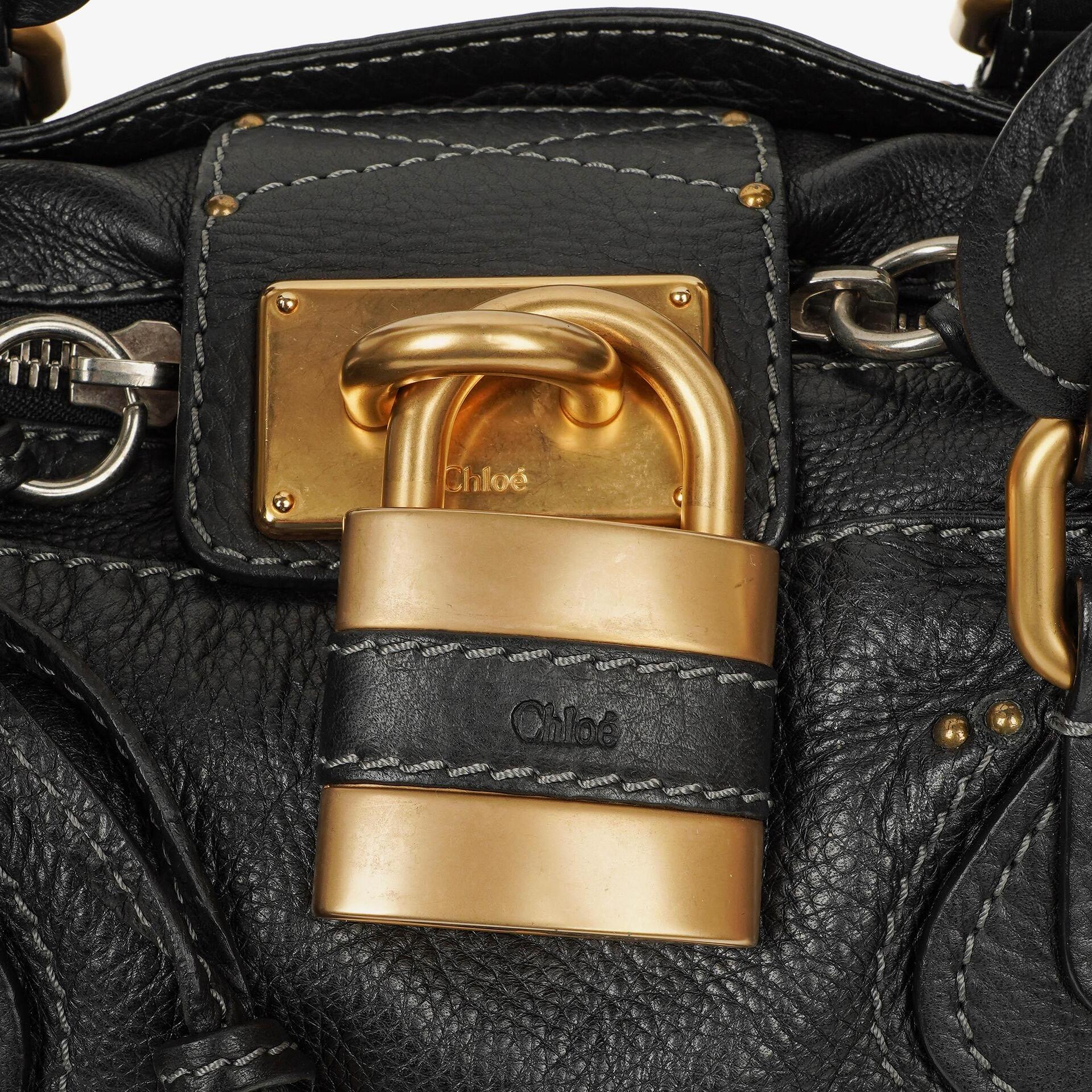Chloe Paddington Schwarze Kalbsleder Satchel Tasche
