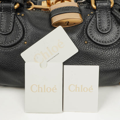 Chloe Paddington Schwarze Kalbsleder Satchel Tasche