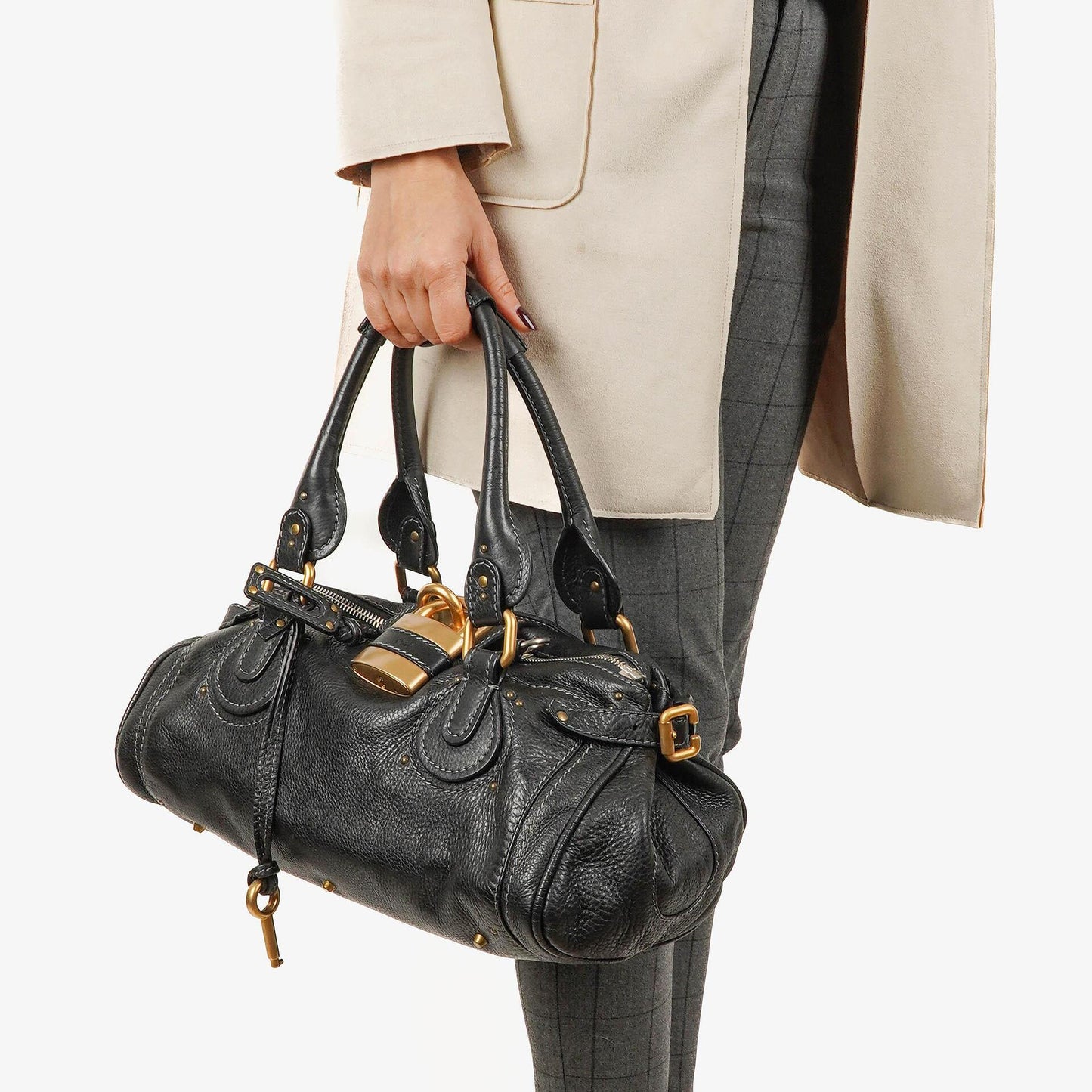 Chloe Paddington Schwarze Kalbsleder Satchel Tasche