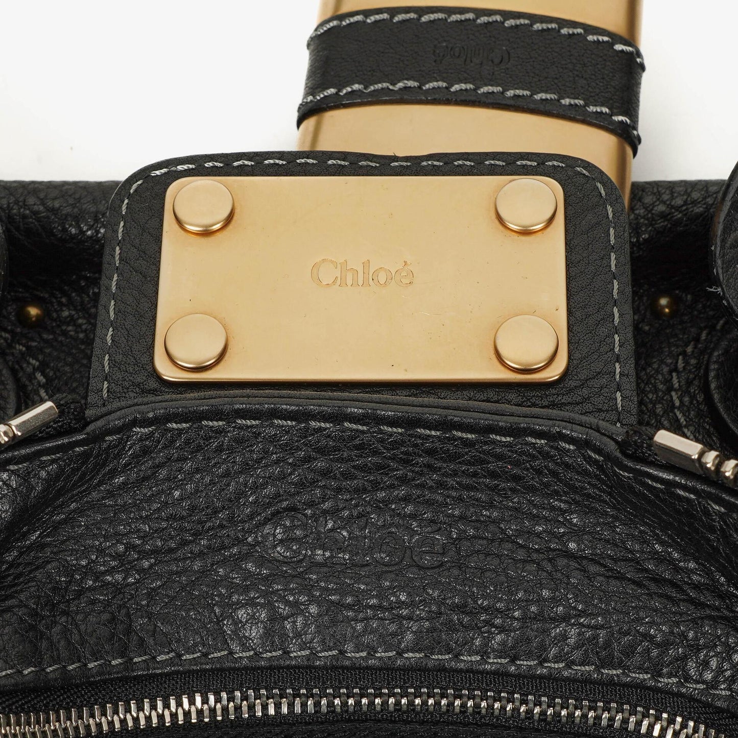 Chloe Paddington Satchel-Tasche aus schwarzem Kalbsleder